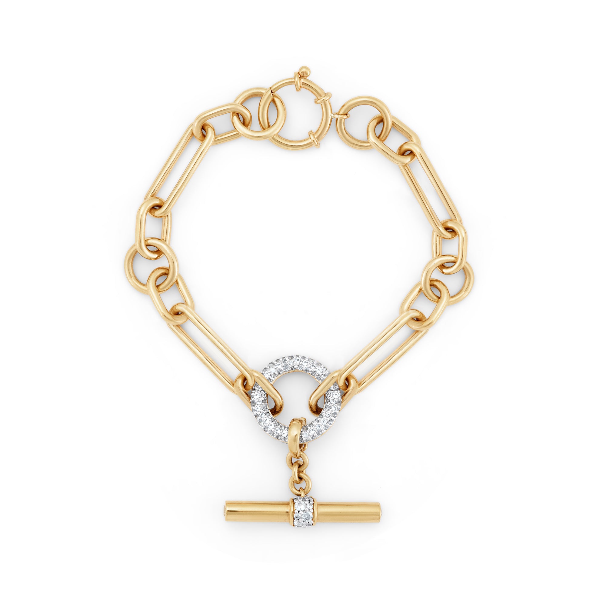 Halo Bracelet with Detachable T-Bar - White Gold