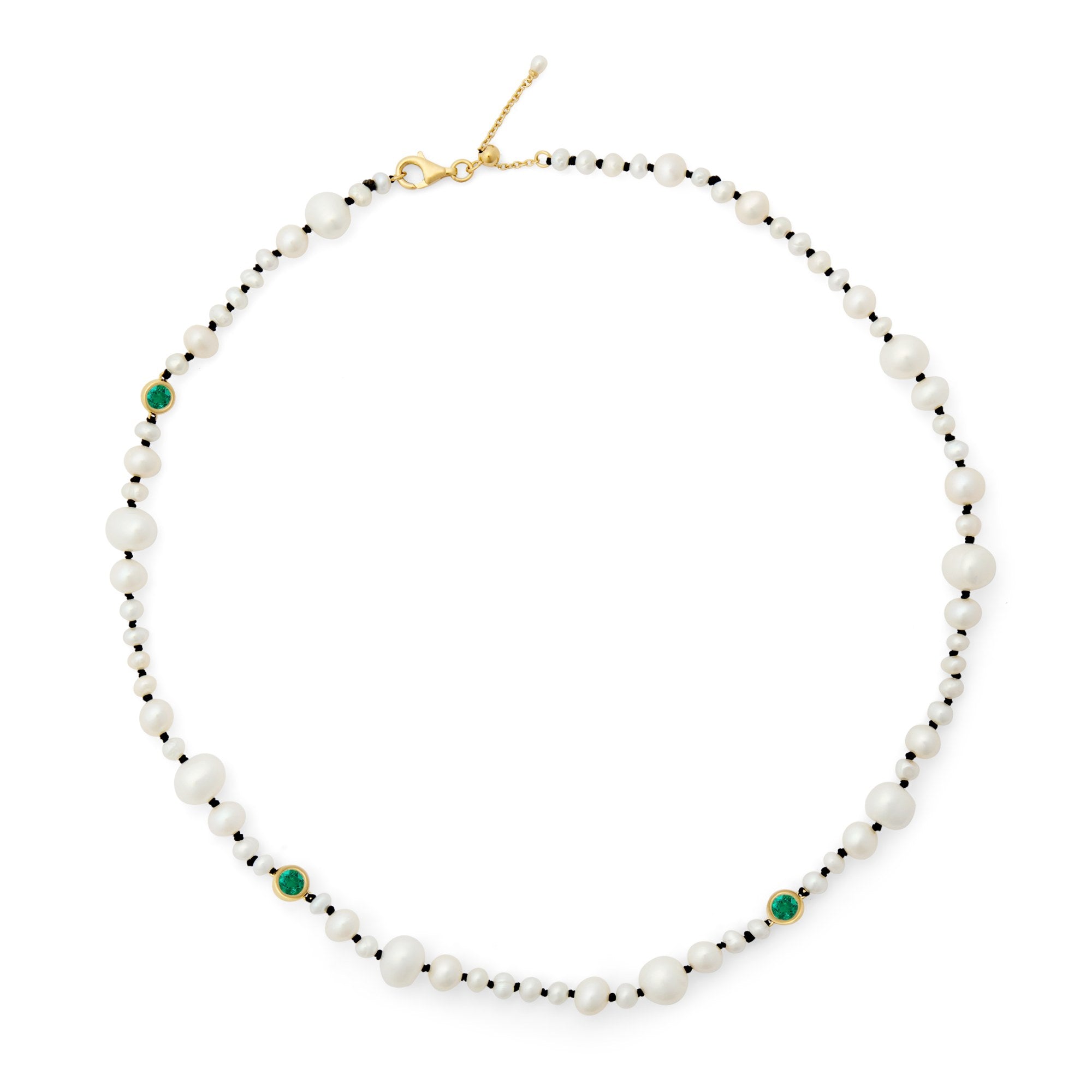 Threaded Pearl Necklace - Emerald