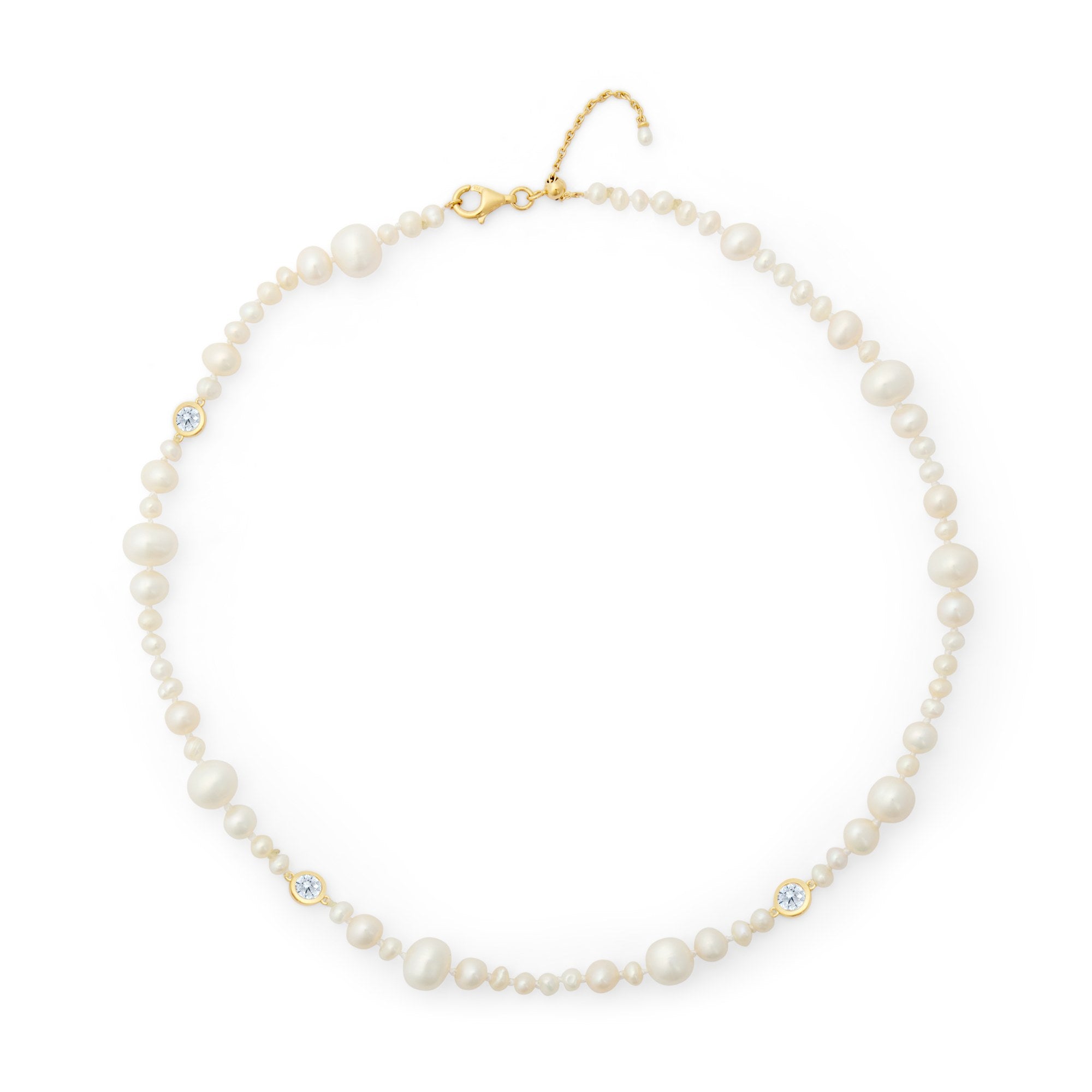 Threaded Pearl Necklace - White Sapphire