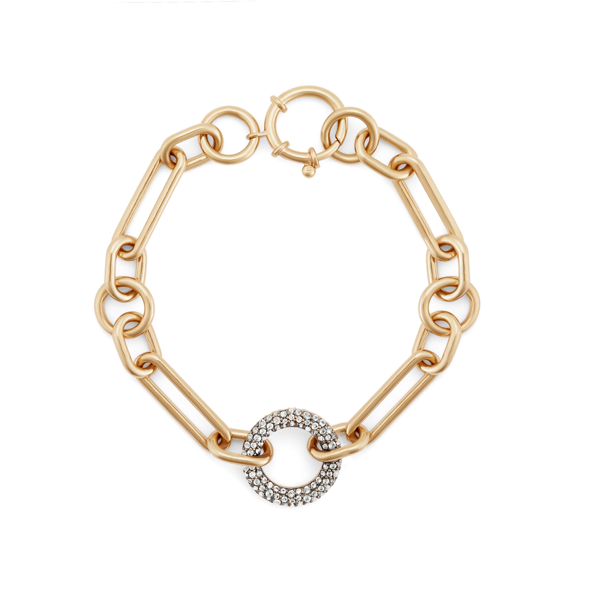 Halo Bracelet with Detachable T-Bar - White Gold
