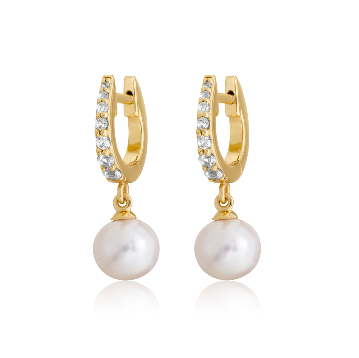 Pavé Pearl Drop Huggies