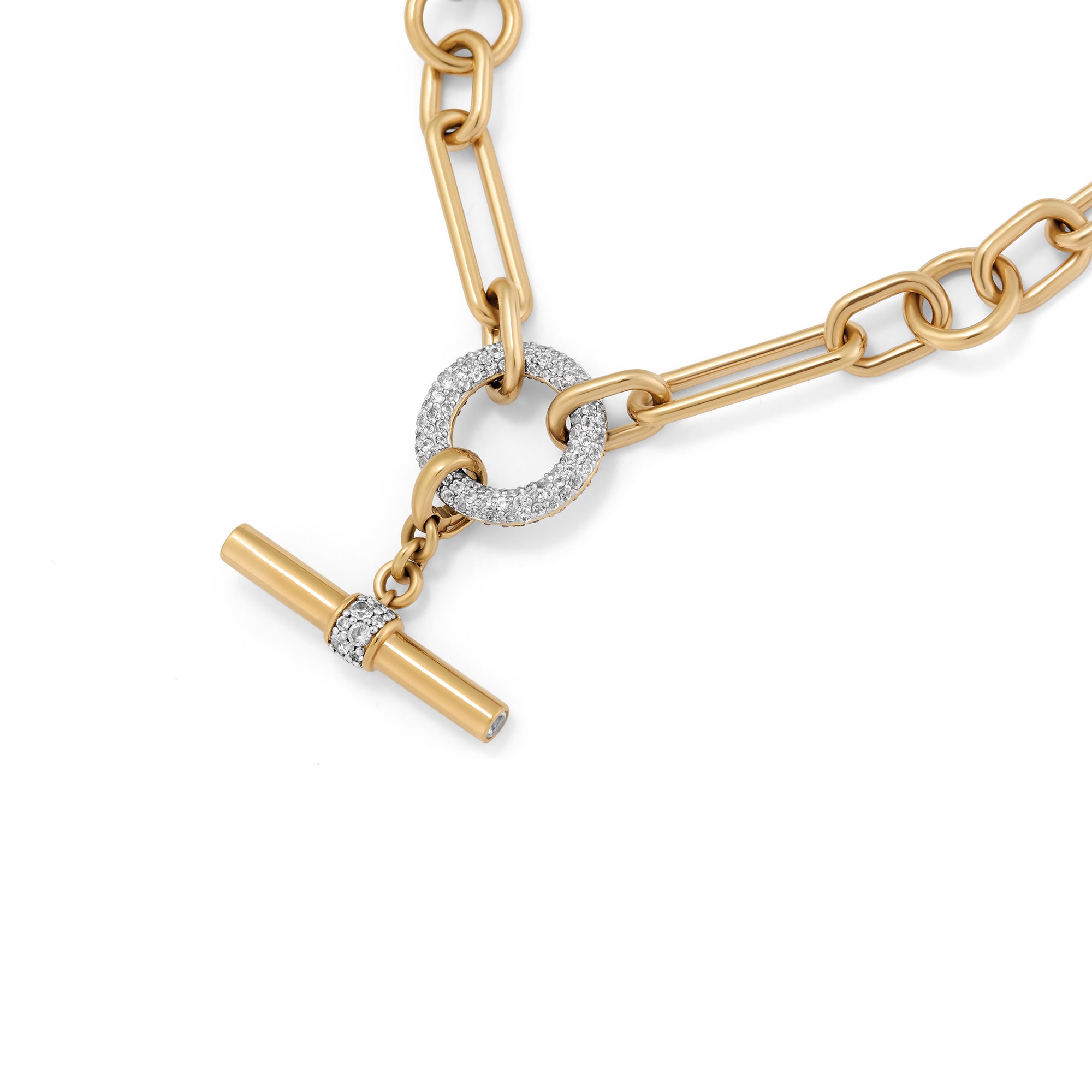 Halo Bracelet with Detachable T-Bar - White Gold