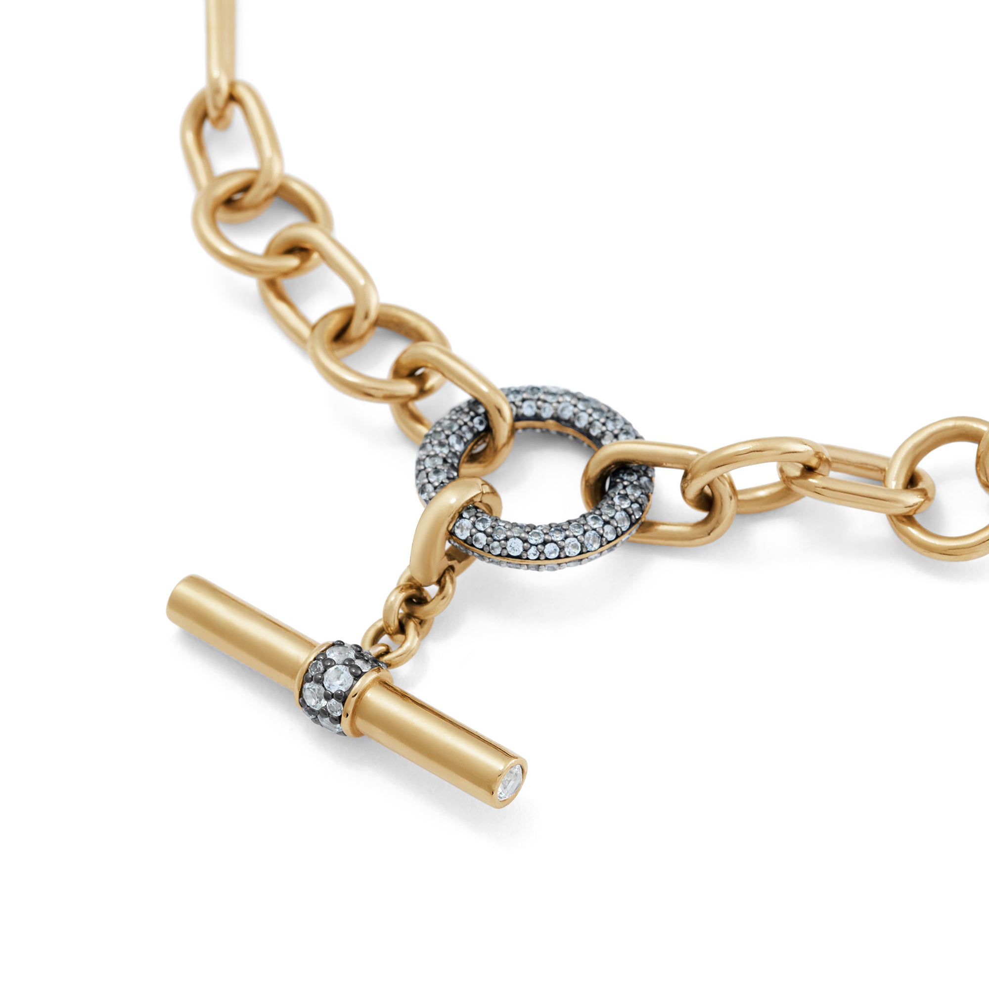 Halo Necklace with Detachable T-Bar - Black Gold