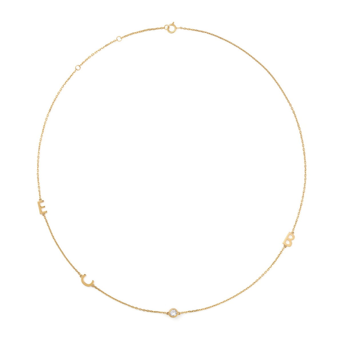 Initial & Diamond Necklace 18KT Solid