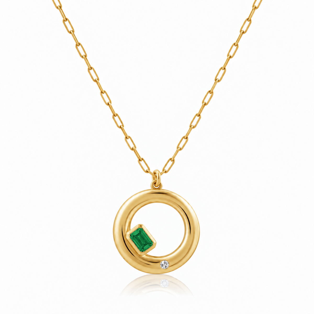 Mini Chloe Necklace in lab-grown emerald and diamond