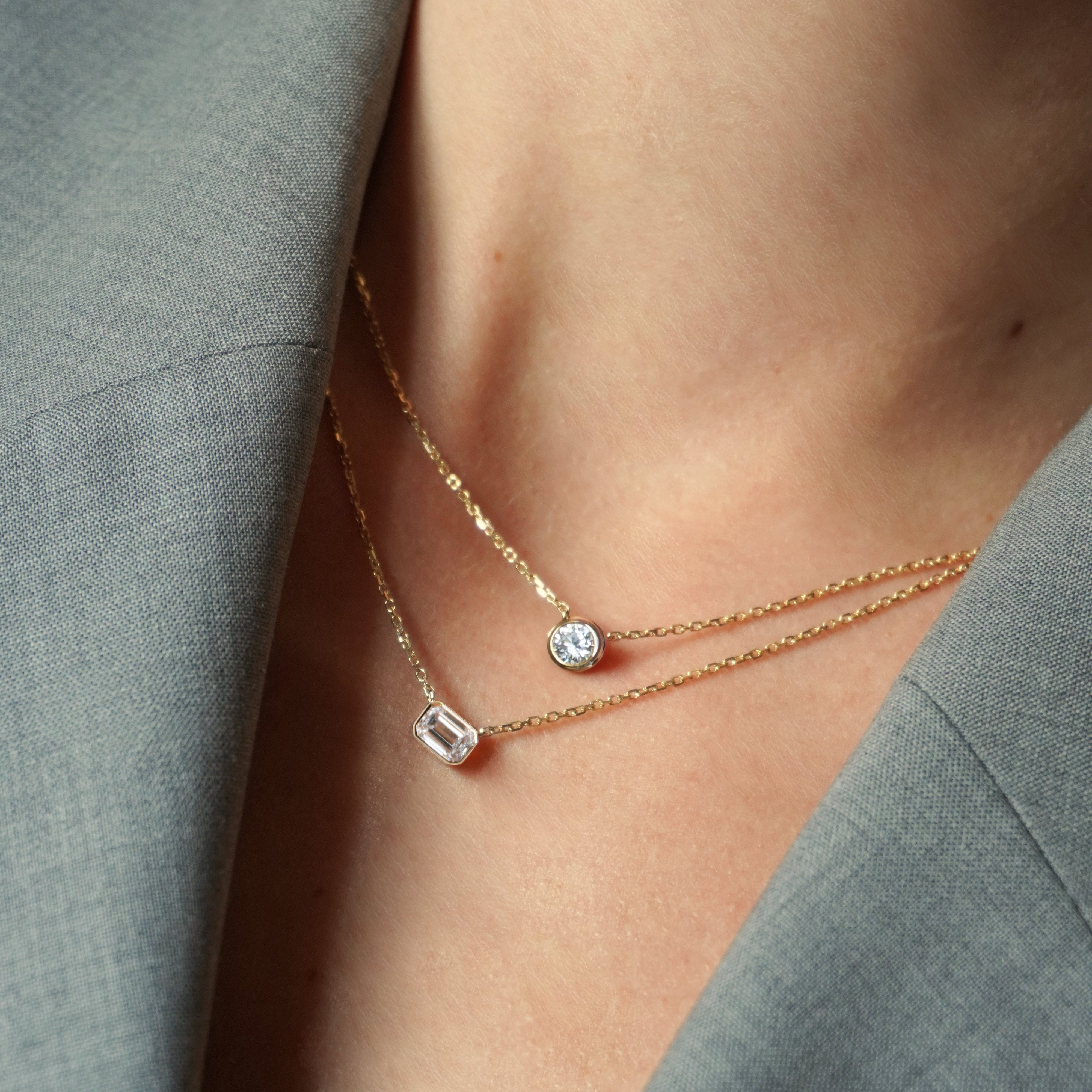 18kt Solid Gold Round Diamond Necklace