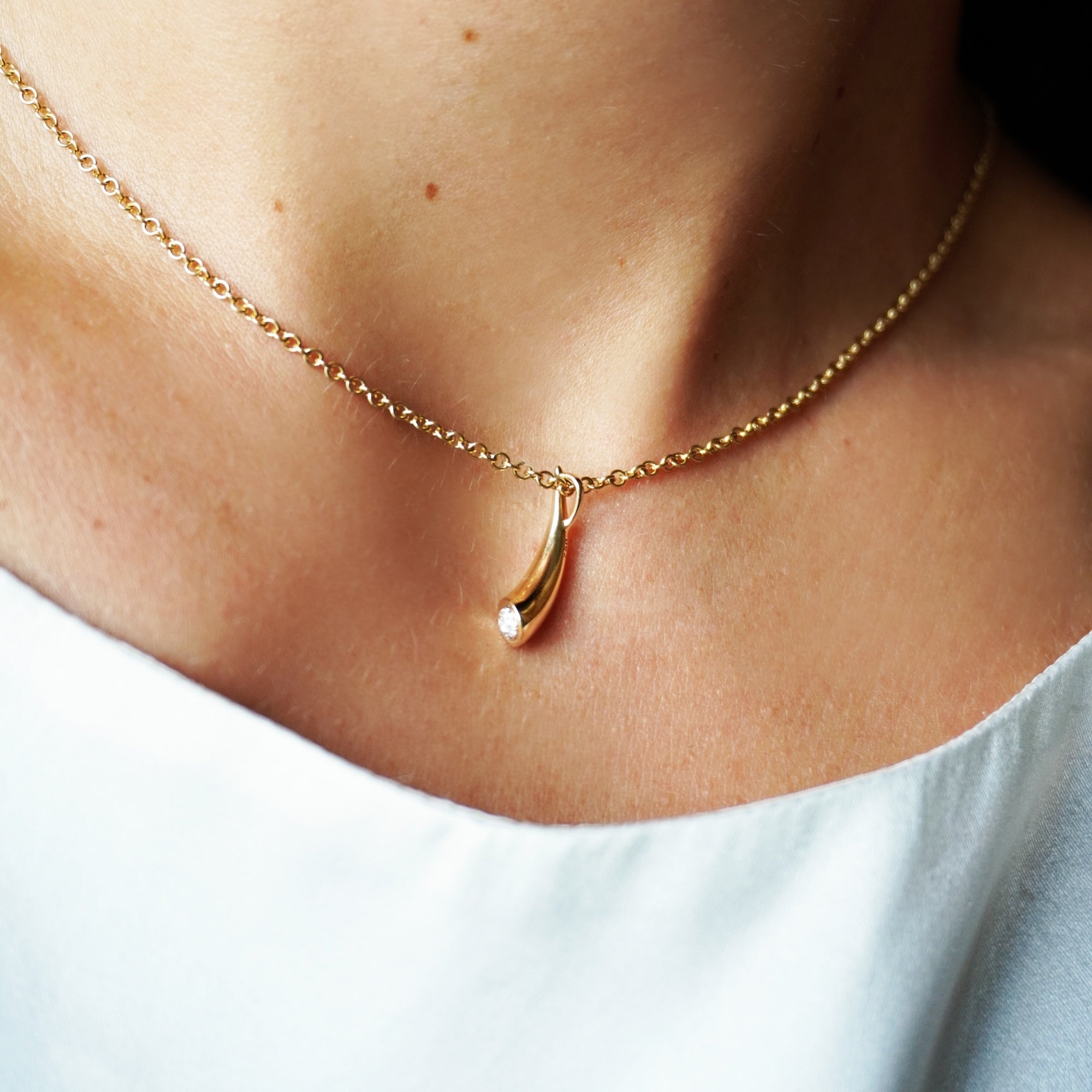 Pavé Diamond Tusk Necklace