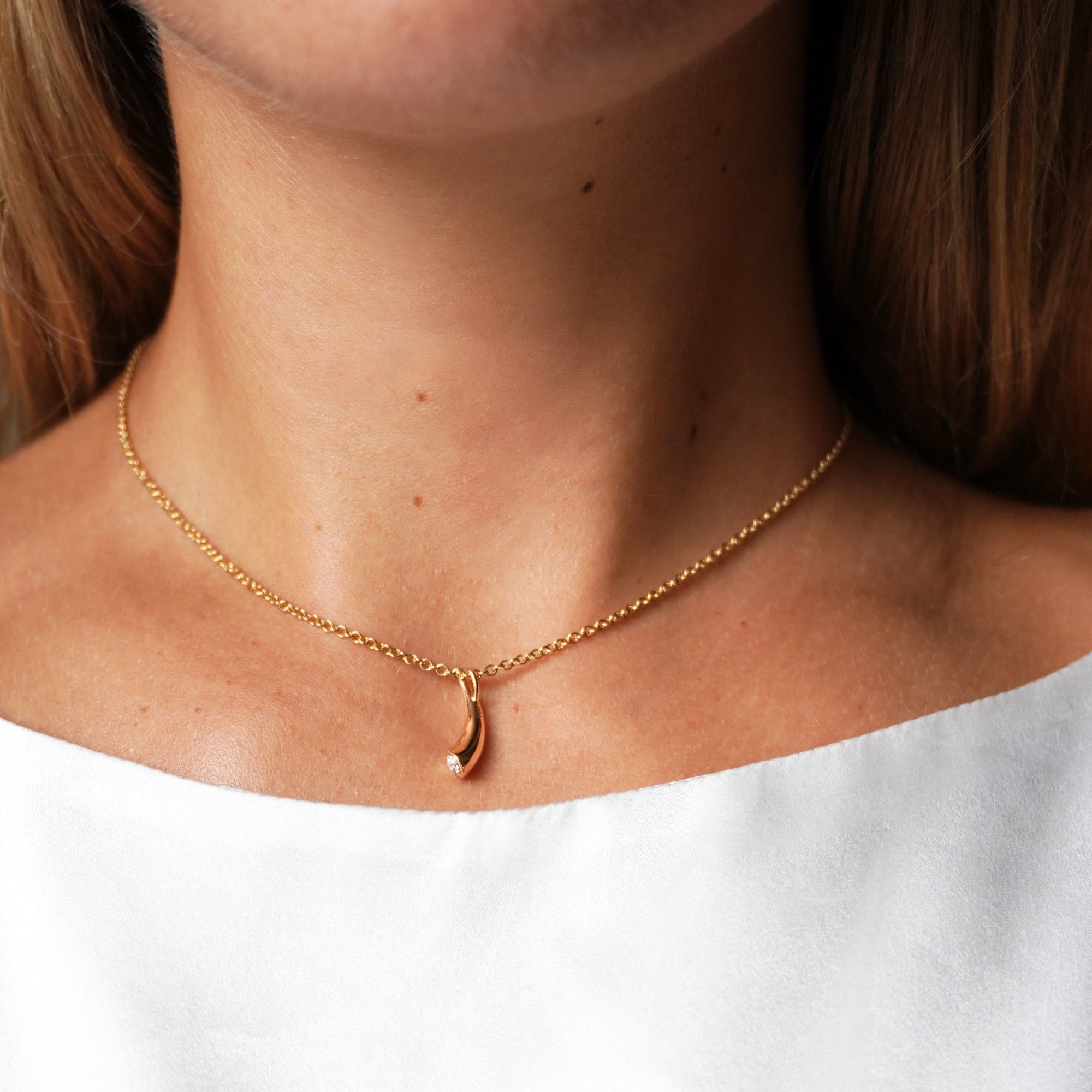 Pavé Diamond Tusk Necklace