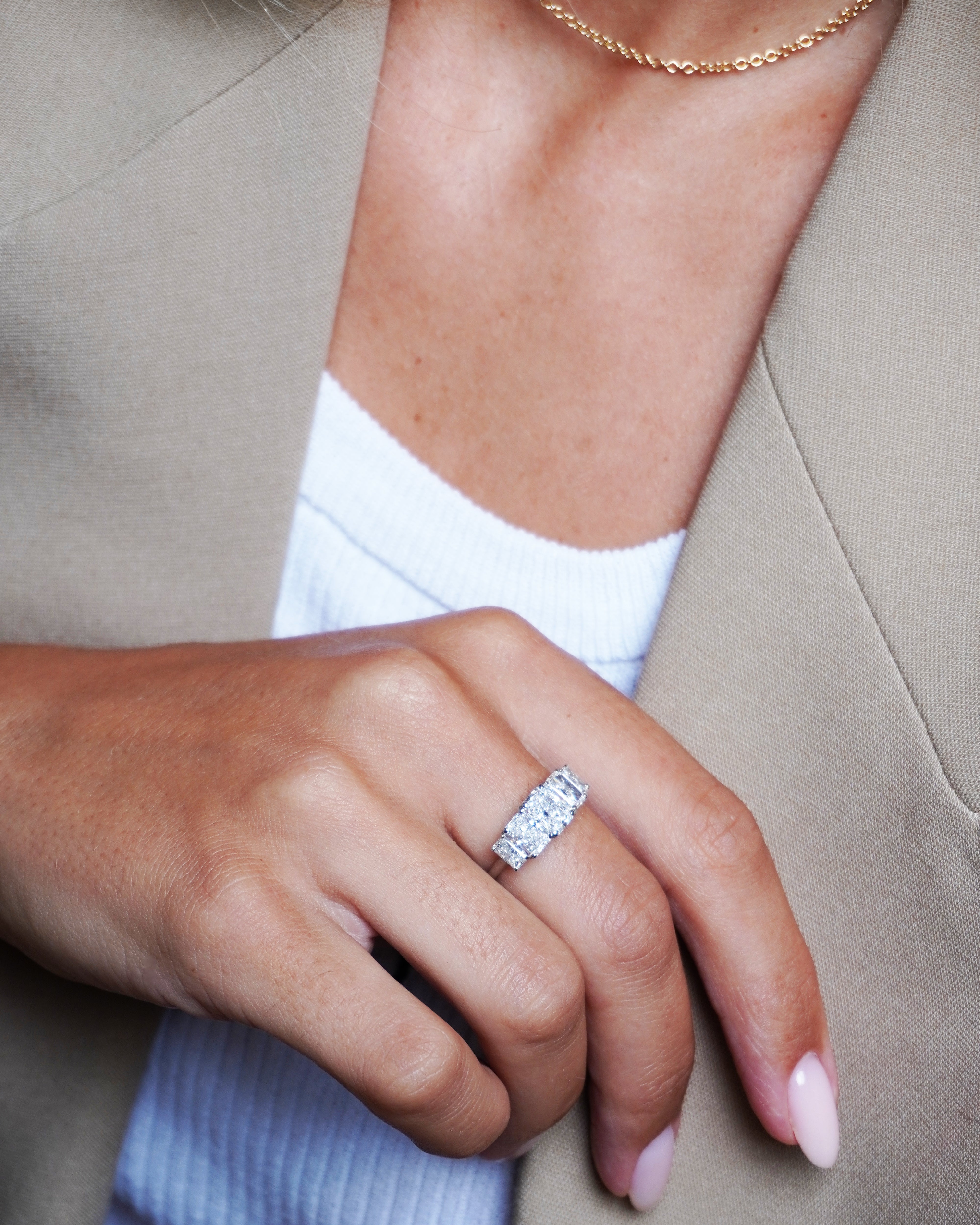 Five Stone Emerald-Cut Diamond Ring