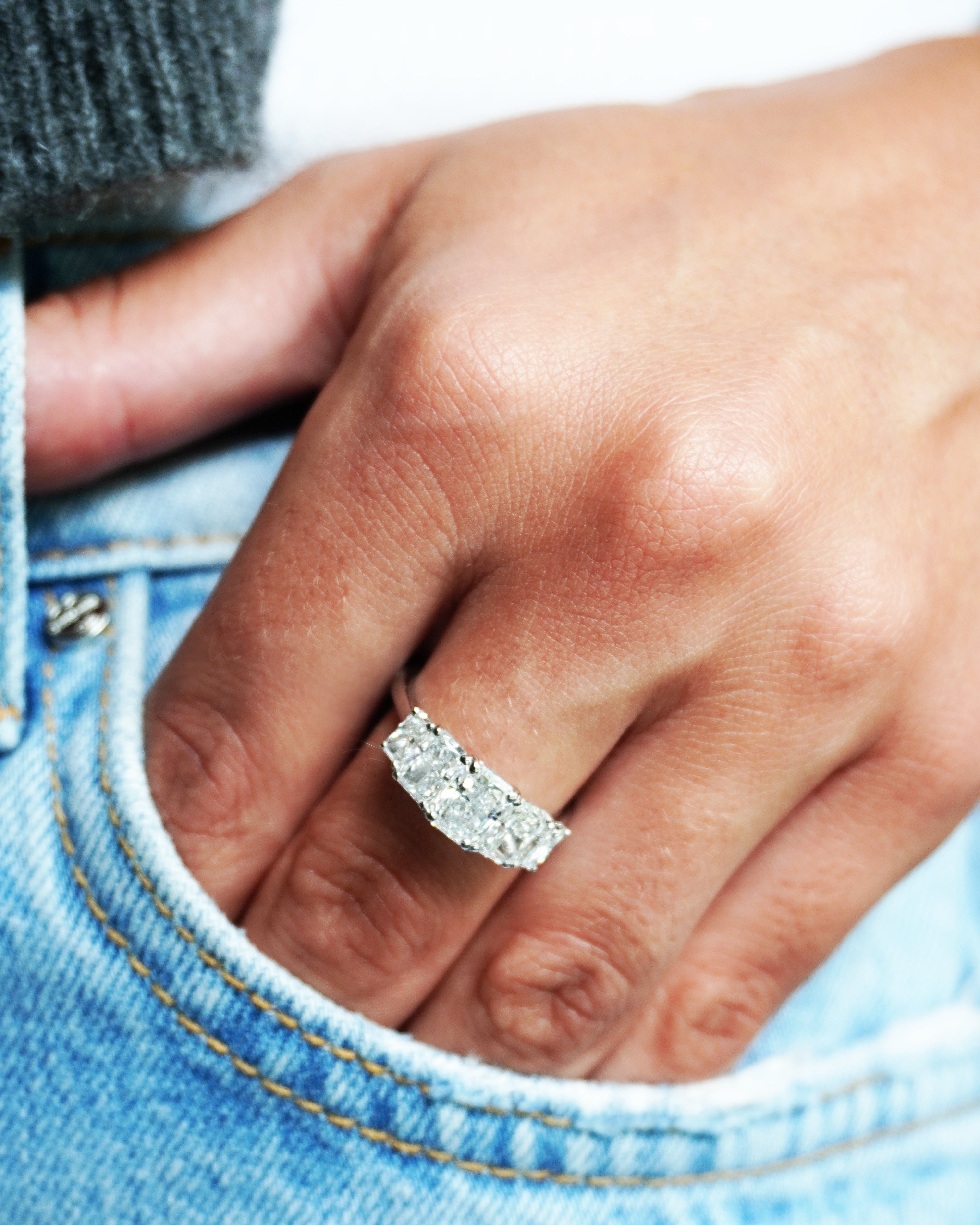 Five Stone Emerald-Cut Diamond Ring