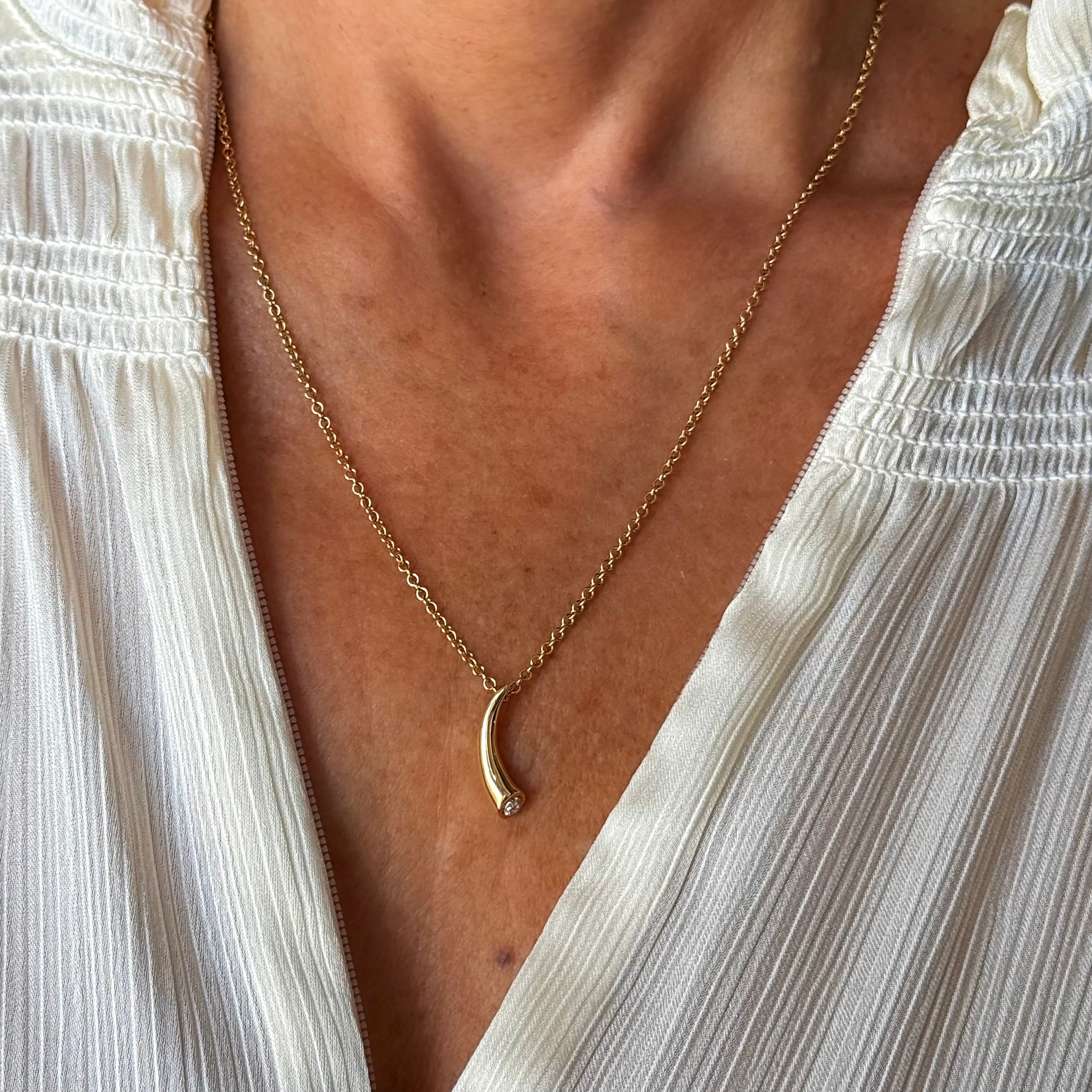 Pavé Diamond Tusk Necklace