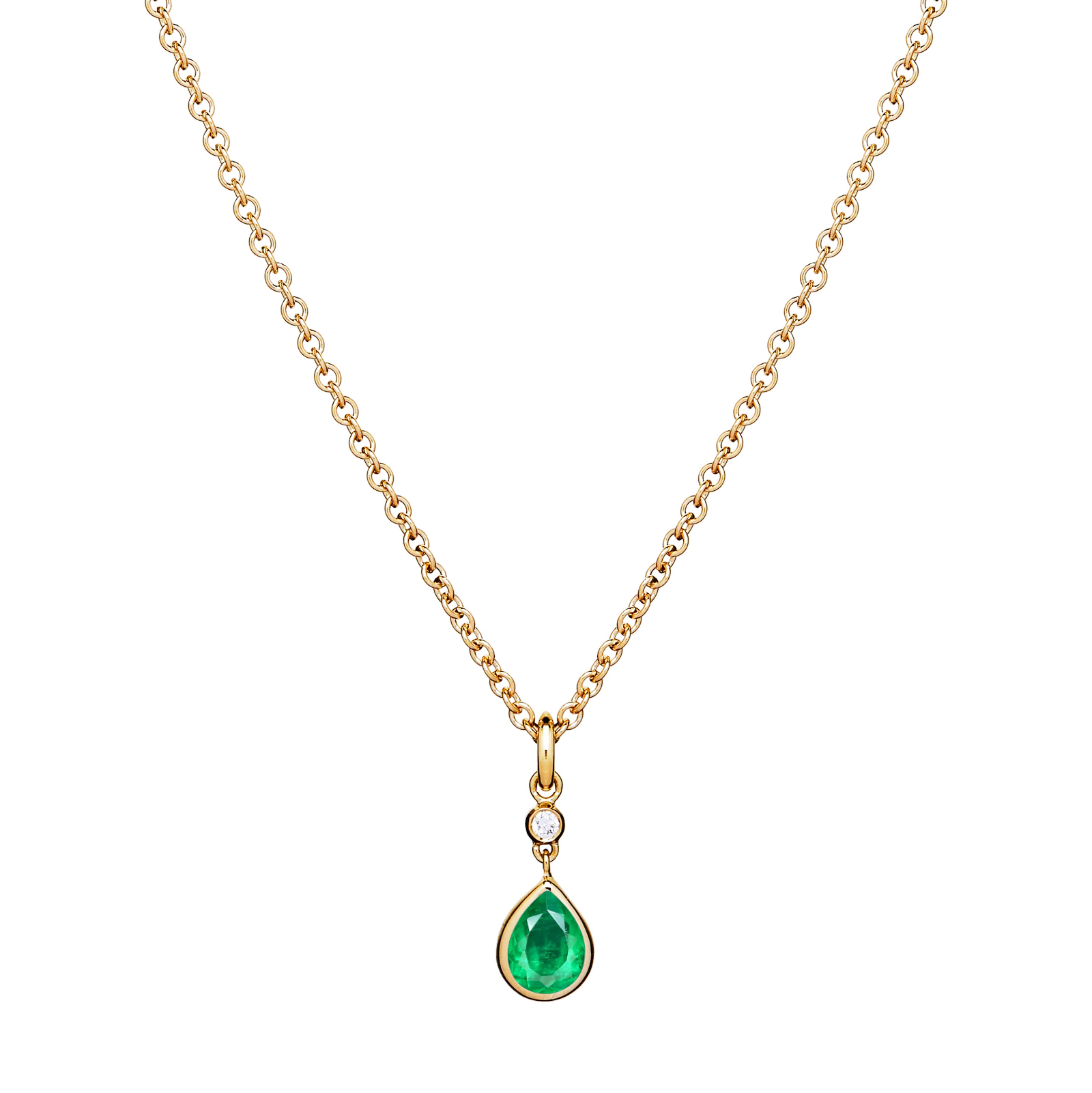Emerald Pear and Diamond Necklace