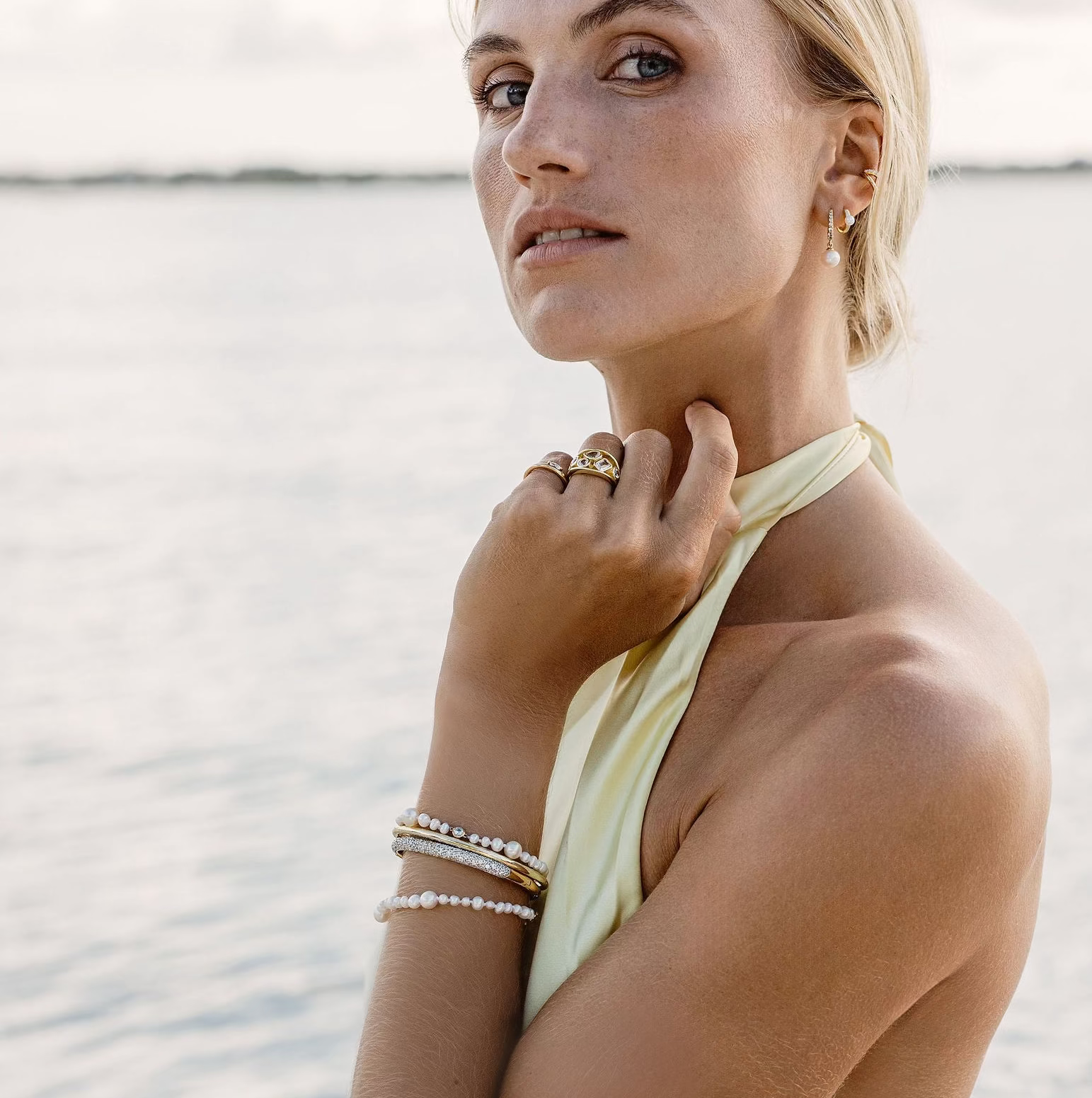 Threaded Pearl Bracelet - White Sapphire