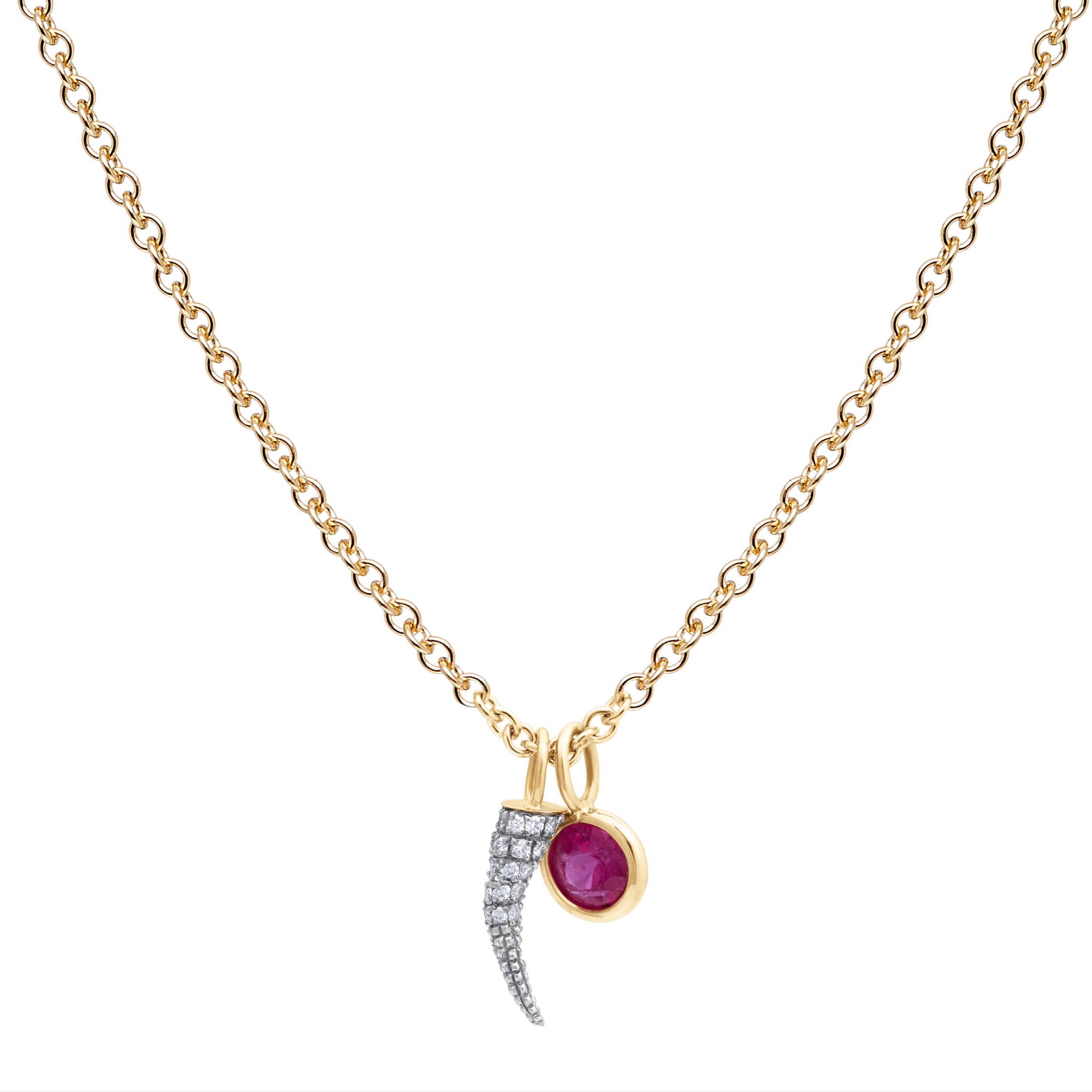 Pink Ruby and Diamond Tusk Necklace