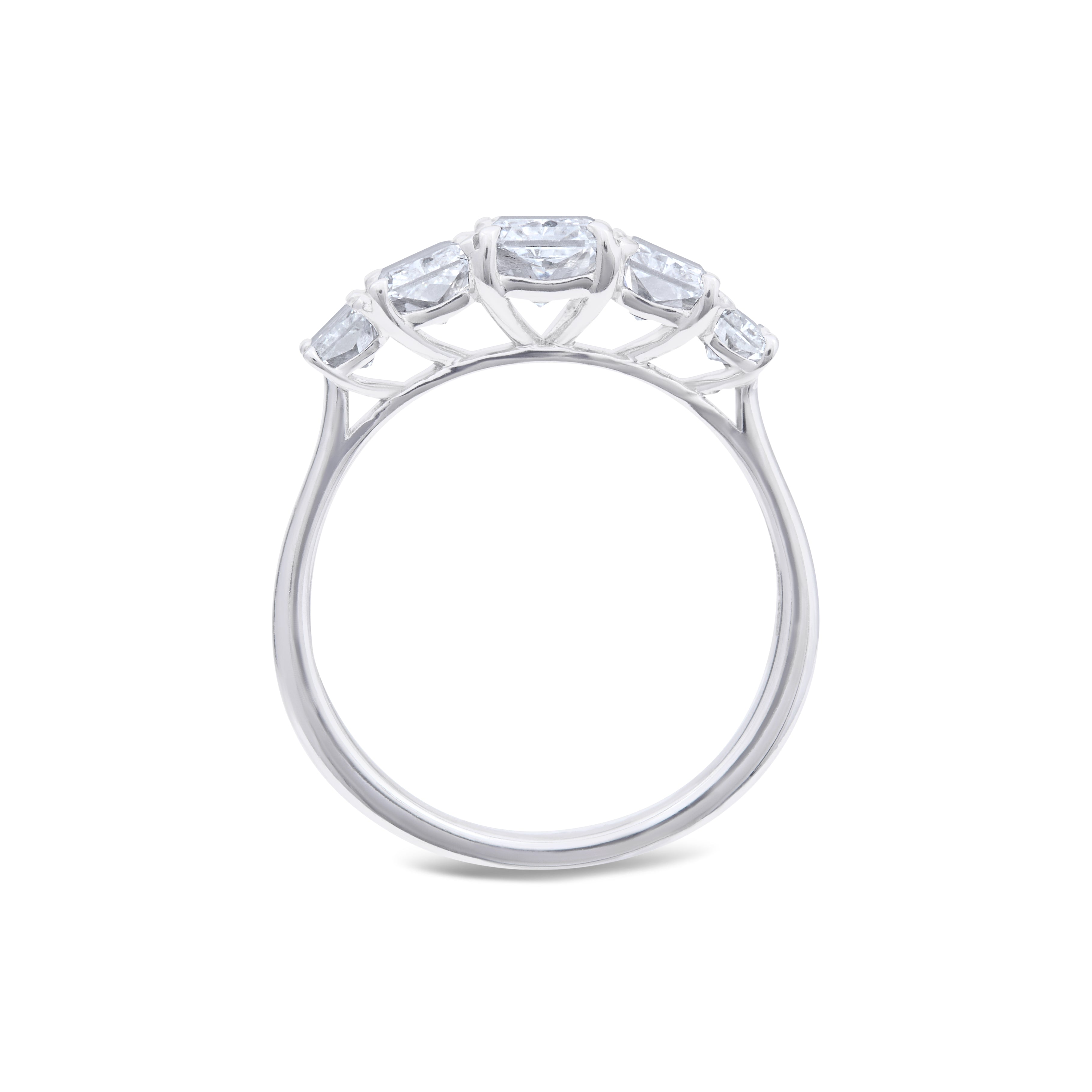 Five Stone Emerald-Cut Diamond Ring
