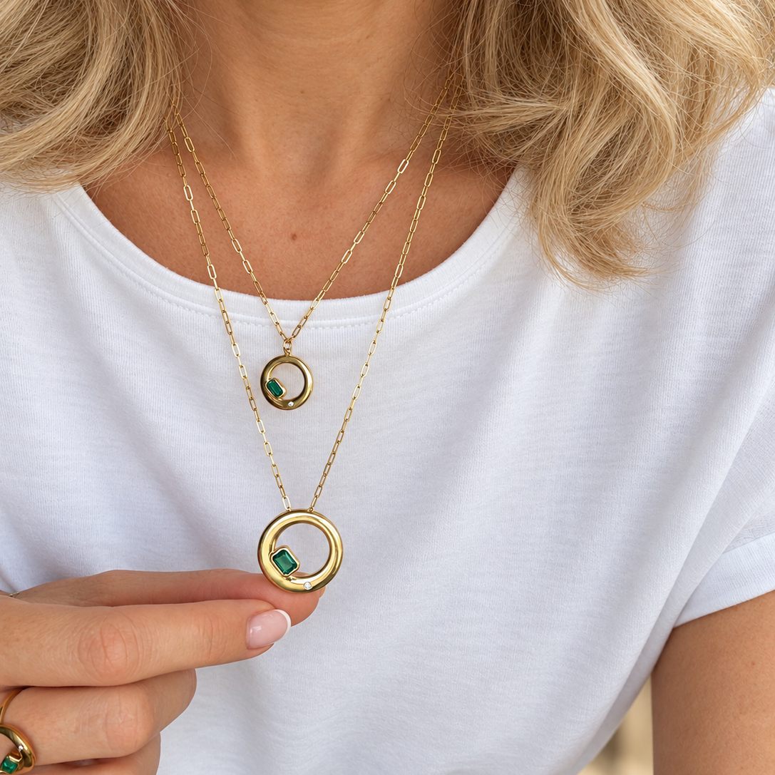 Chloe Necklace - Emerald and Diamond