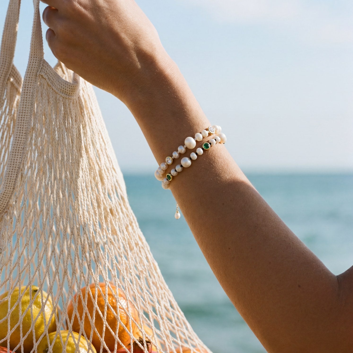 Threaded Pearl Bracelet - Emerald