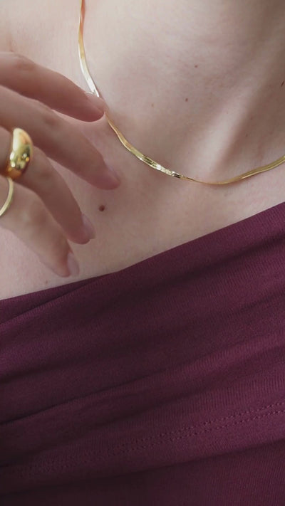 Risamil 14K Gold/Silver Layered Snake Chain Necklace – Hypoallergenic, Adjustable Choker