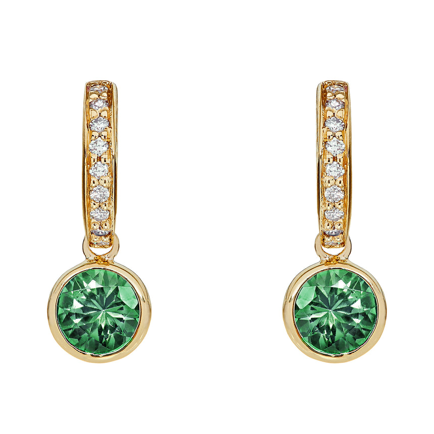 Small Twa Earrings - Emerald & Diamond