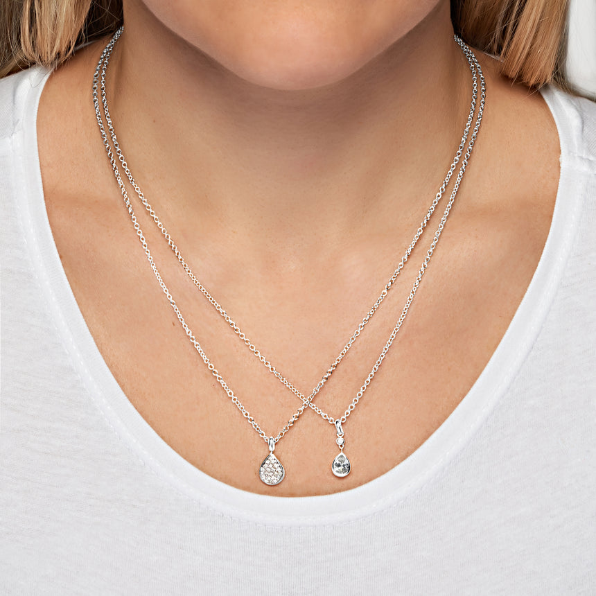 Peardrop Necklace - White Sapphire and Diamonds