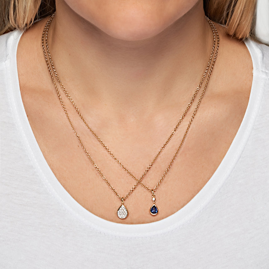 Peardrop Necklace - Sapphire and Diamond