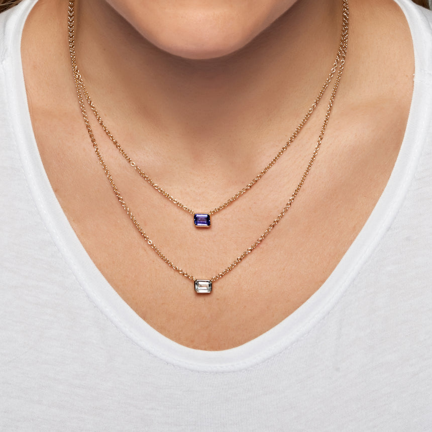 MADE TO ORDER: Rectangle Necklace - Tanzanite