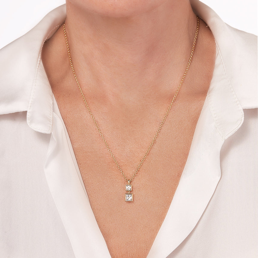 Double White Sapphire Necklace