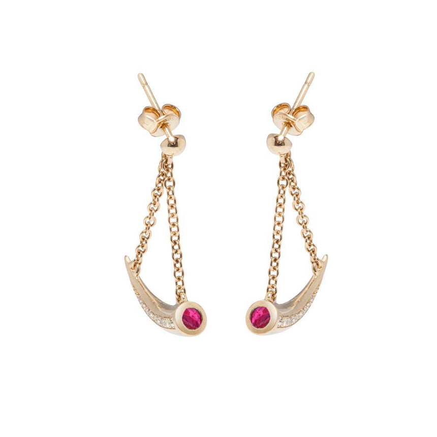 Mosi-oa-tunya Earrings - Ruby and Diamond