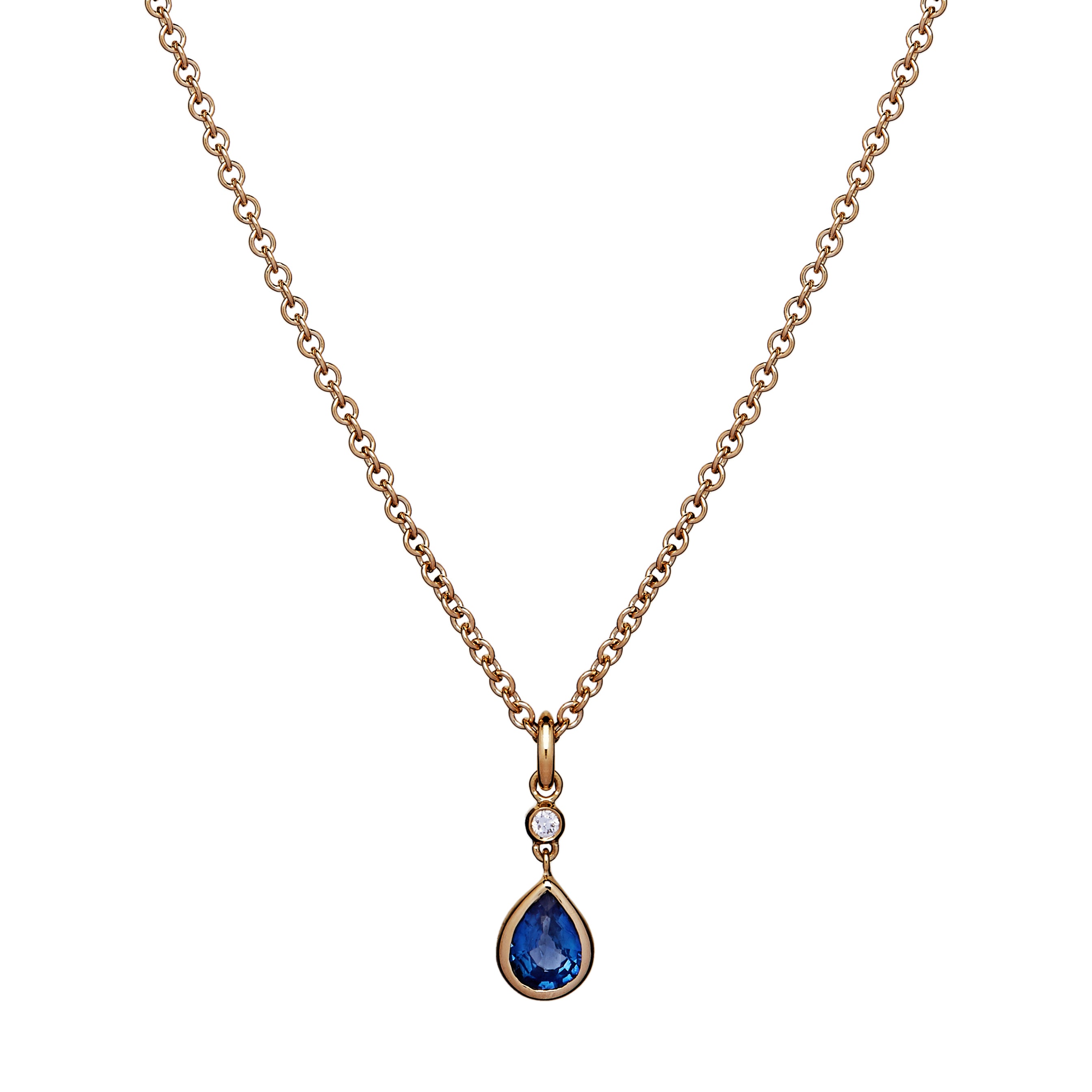 Peardrop Necklace - Sapphire and Diamond