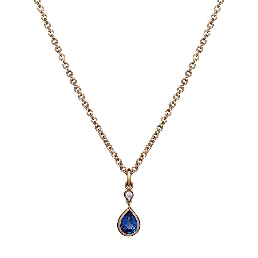 Peardrop Necklace - Sapphire and Diamond