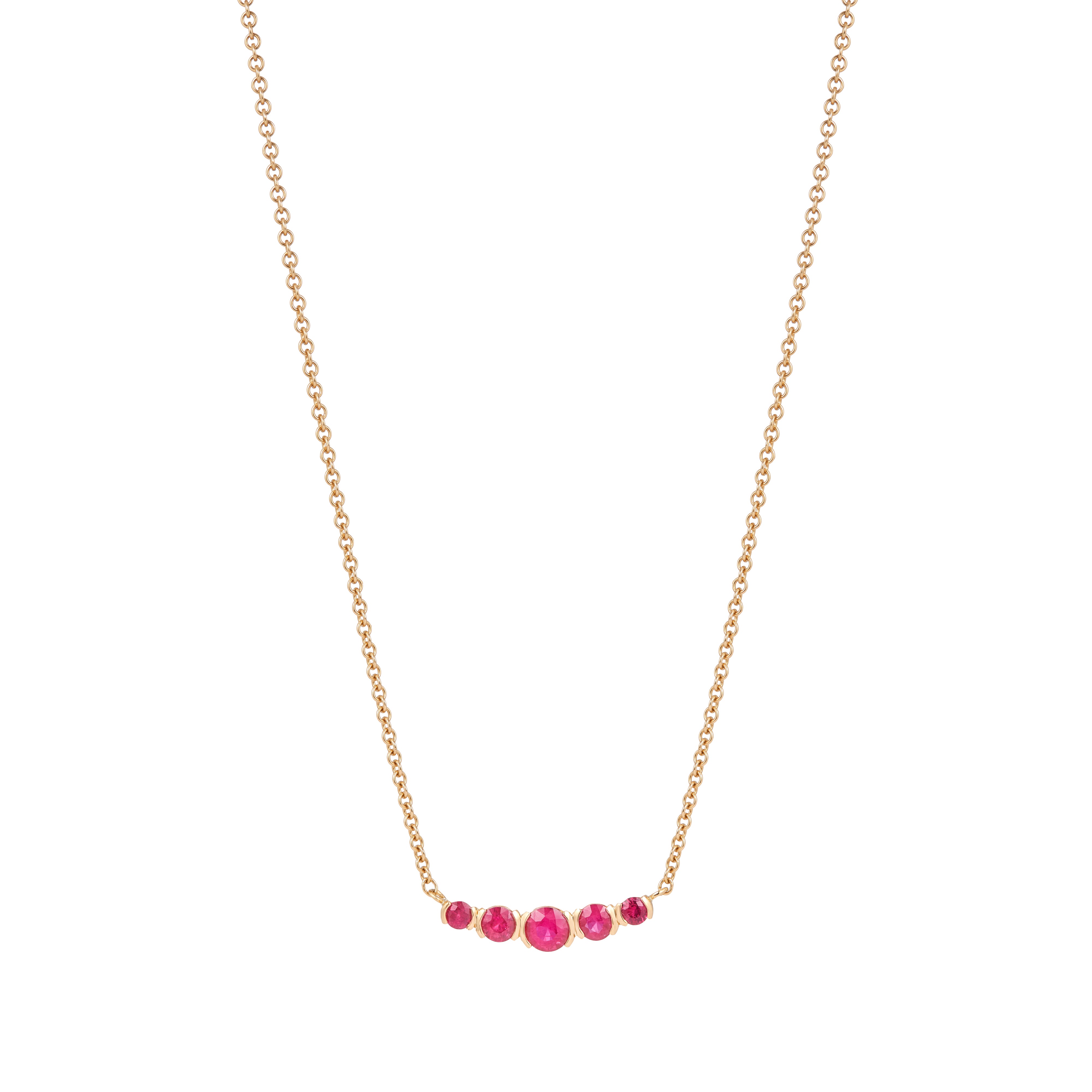 Ruby 5 Stone Graduating Pendant Necklace