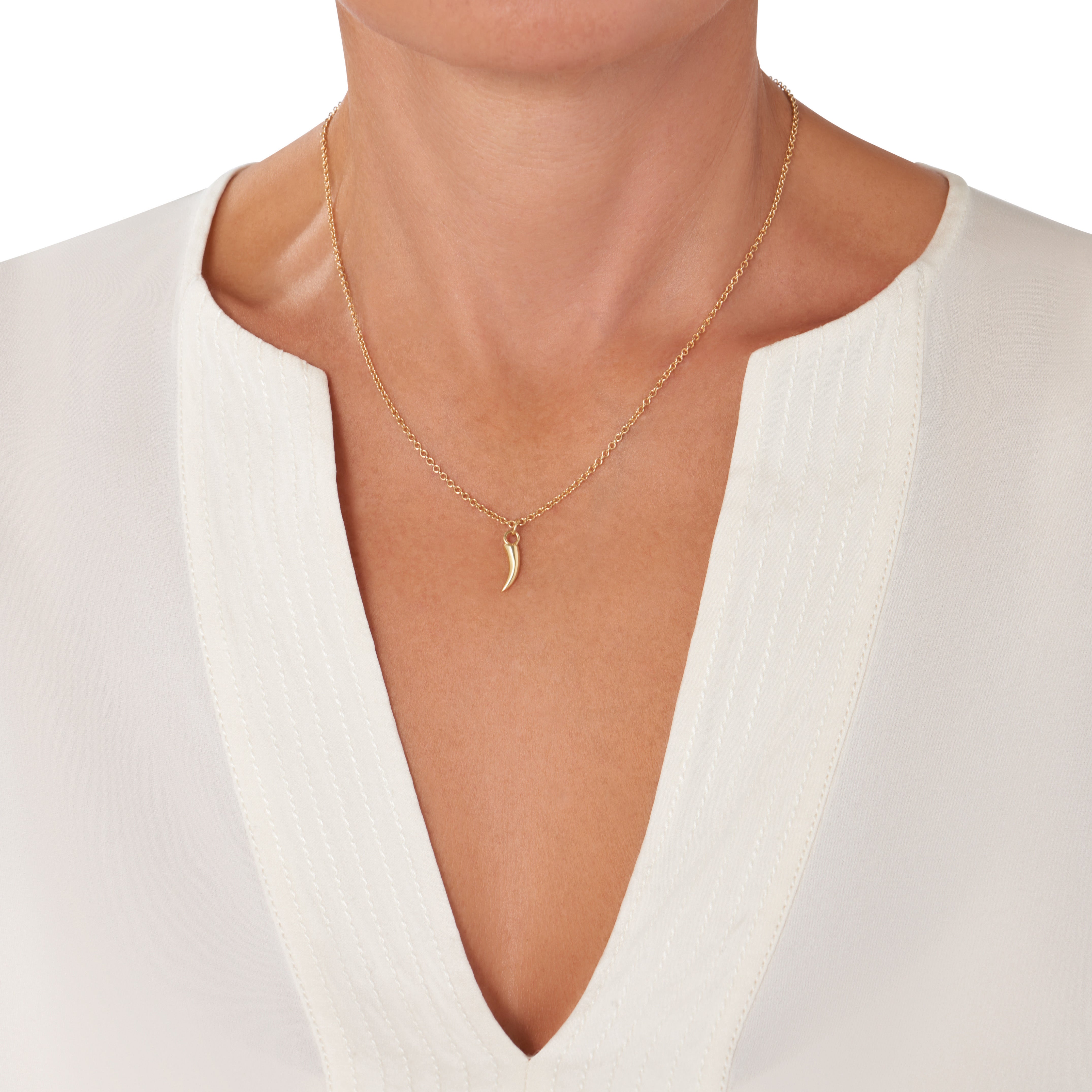 Tusk Drop Necklace - Yellow Gold