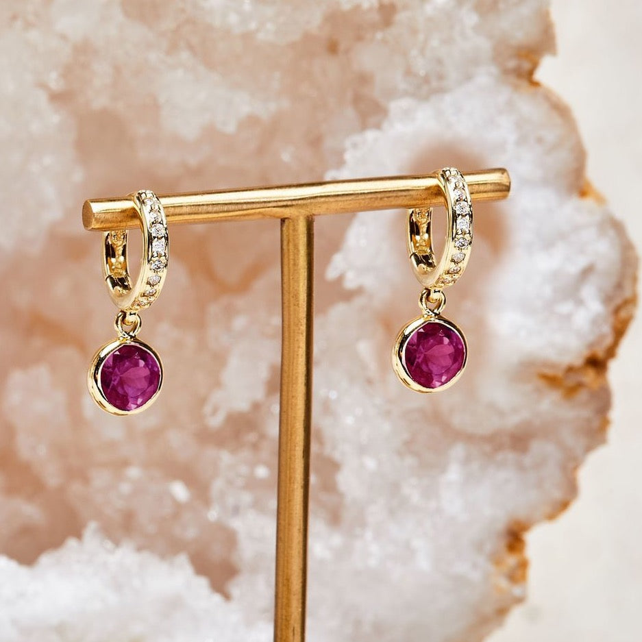 Twa Earrings - Ruby and Diamond